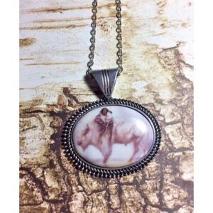 WHITE BISON BUFFALO INDIAN NATIVE AMERICAN BROOCH NECKLACE  PENDANT TRIBAl rodeo